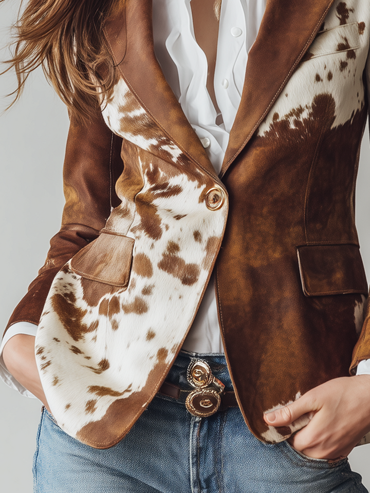 Vintage Cow Print Blazer