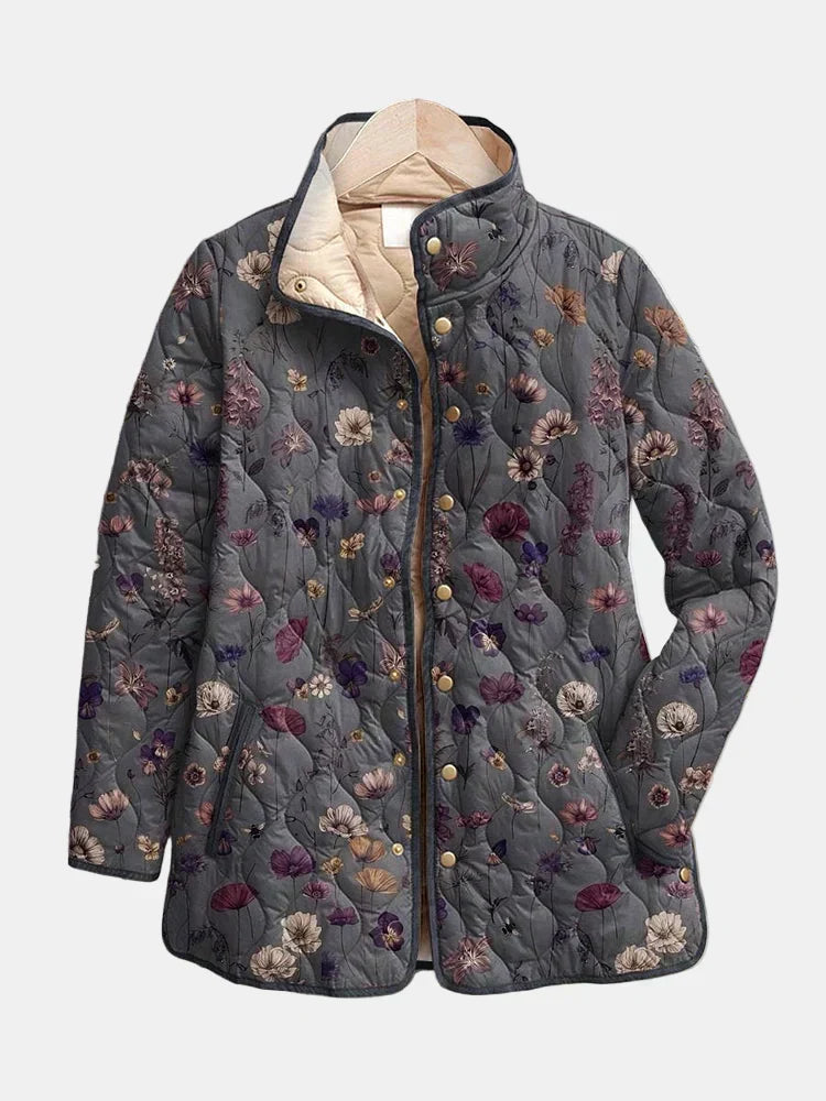 Niva | Elegant Vintage Floral Print Quilted Jacket