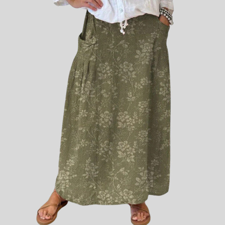 Verity | Vintage Elastic Waistband Pocket Skirt