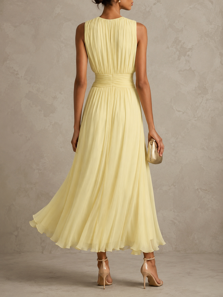 Roxanne™ | Ruched Waist Sleeveless Maxi Dress