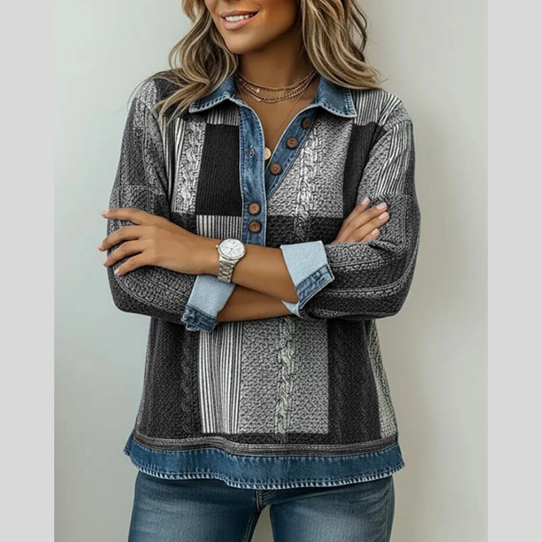 Vavina | Colorblock Print Sweatshirt