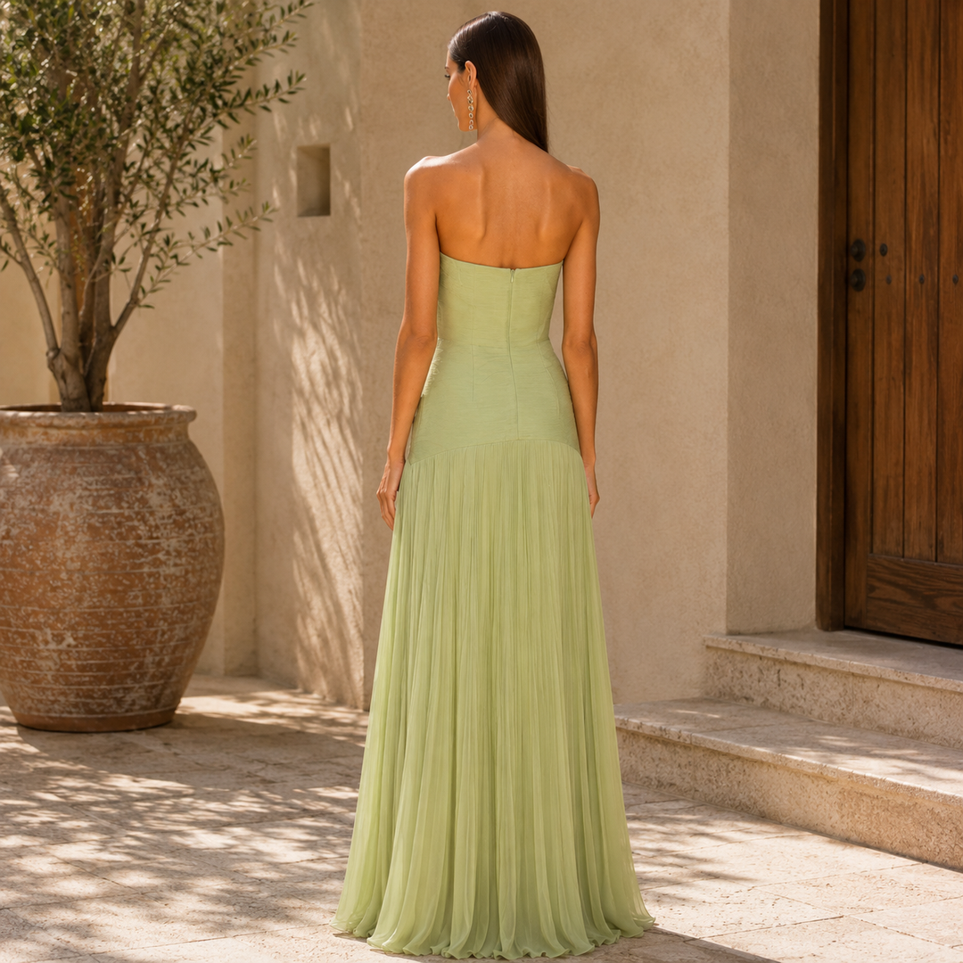 Almudena™ | Strapless Pleated Occasion Dress