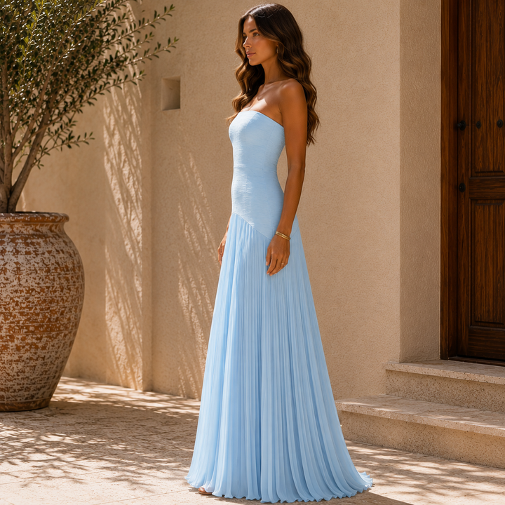 Almudena™ | Strapless Pleated Occasion Dress