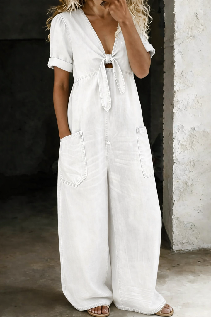 Mamma Mia | Short Sleeve Denim Jumpsuit