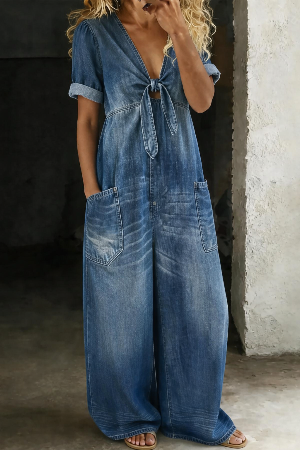 Mamma Mia | Short Sleeve Denim Jumpsuit