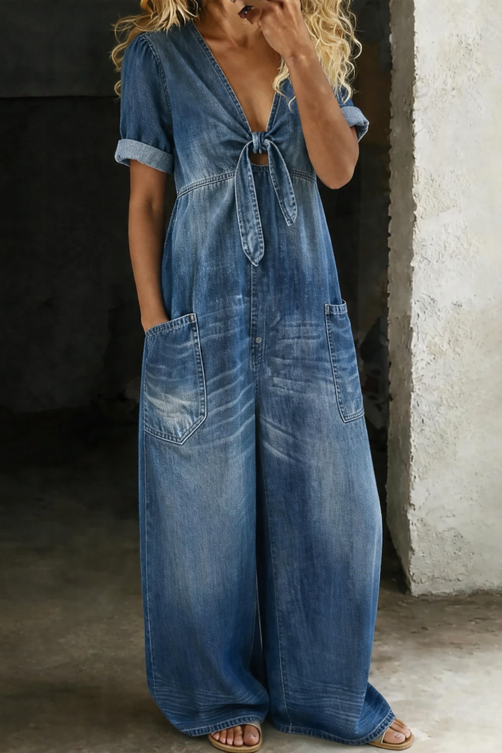 Mamma Mia | Short Sleeve Denim Jumpsuit
