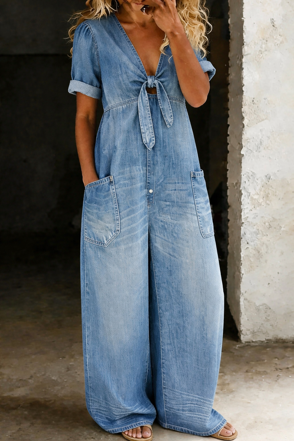 Mamma Mia | Short Sleeve Denim Jumpsuit