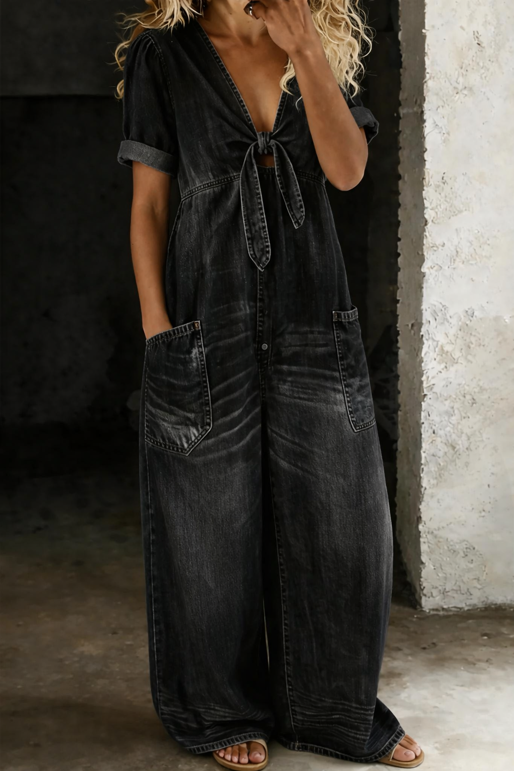 Mamma Mia | Short Sleeve Denim Jumpsuit