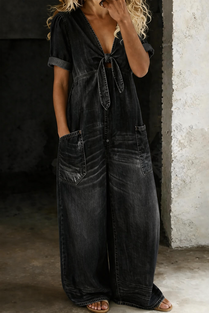 Mamma Mia | Short Sleeve Denim Jumpsuit