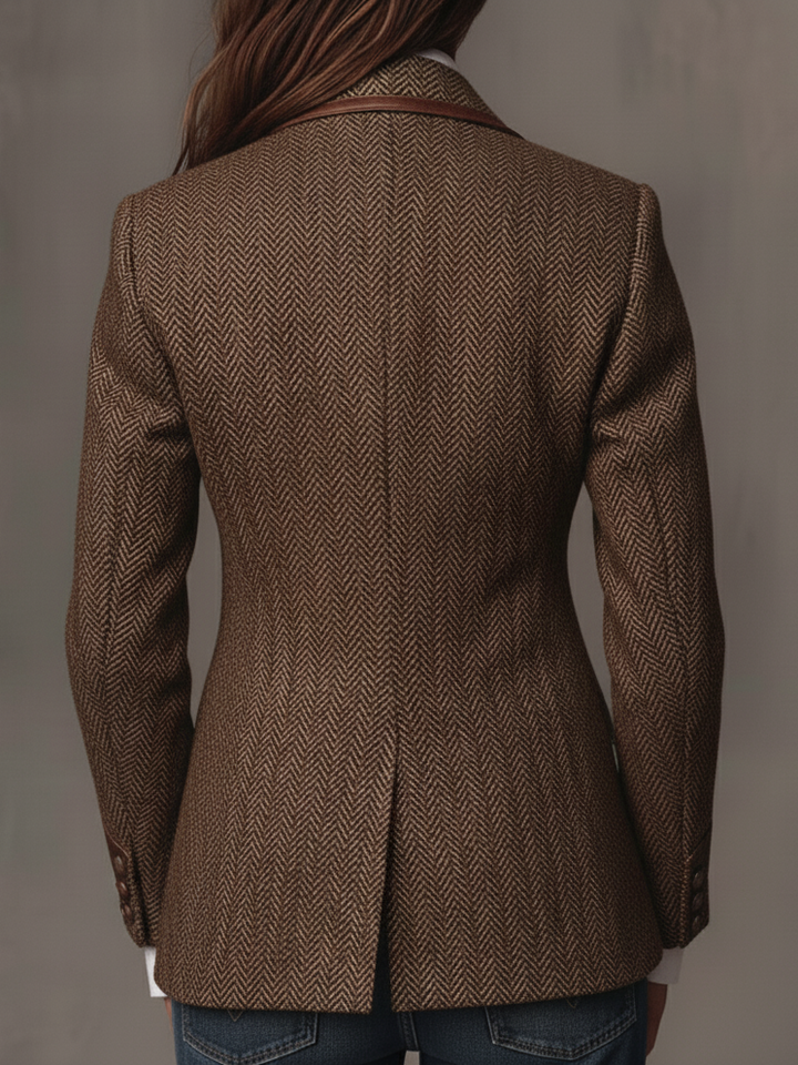 Brown Herringbone Panel Blazer