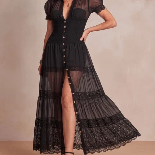 Sophia | Sheer Openwork Maxi