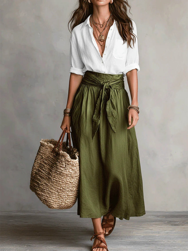 River | Two-Piece Shirt & Midi Skirt Set