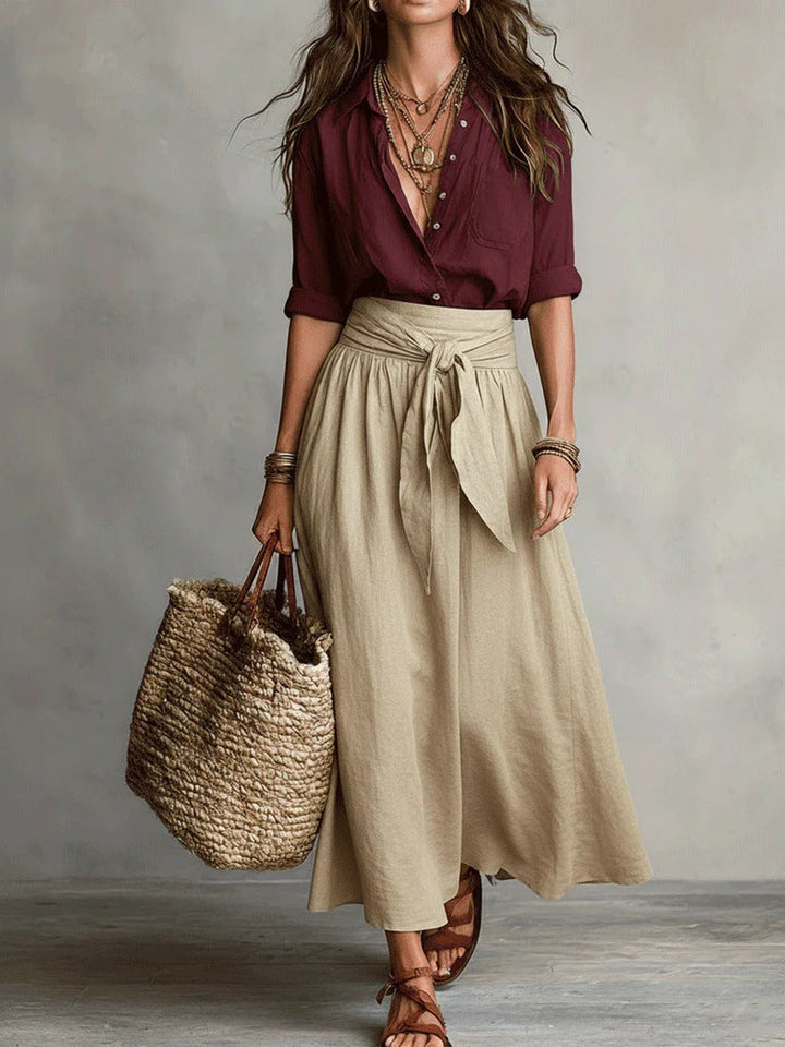 River | Two-Piece Shirt & Midi Skirt Set
