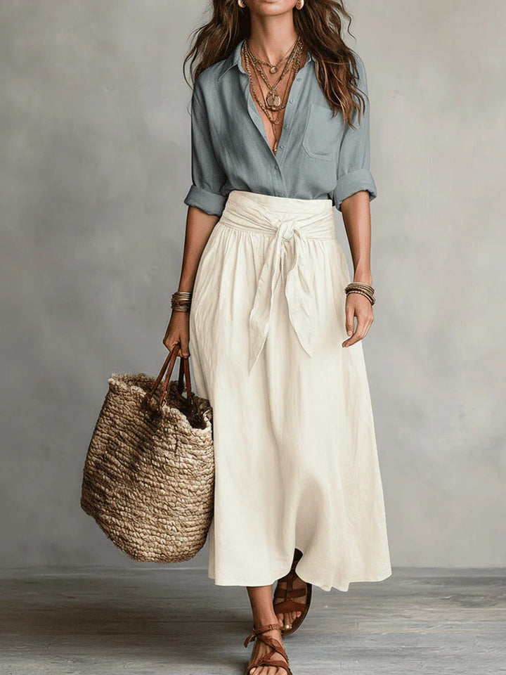 River | Two-Piece Shirt & Midi Skirt Set