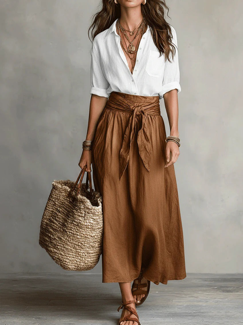 River | Two-Piece Shirt & Midi Skirt Set