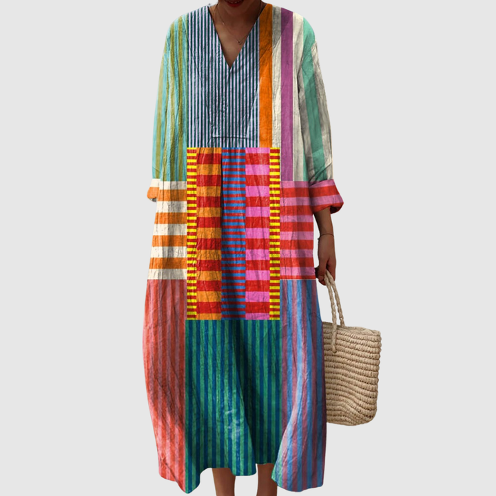 Lian | Colourful Striped Midi Dress