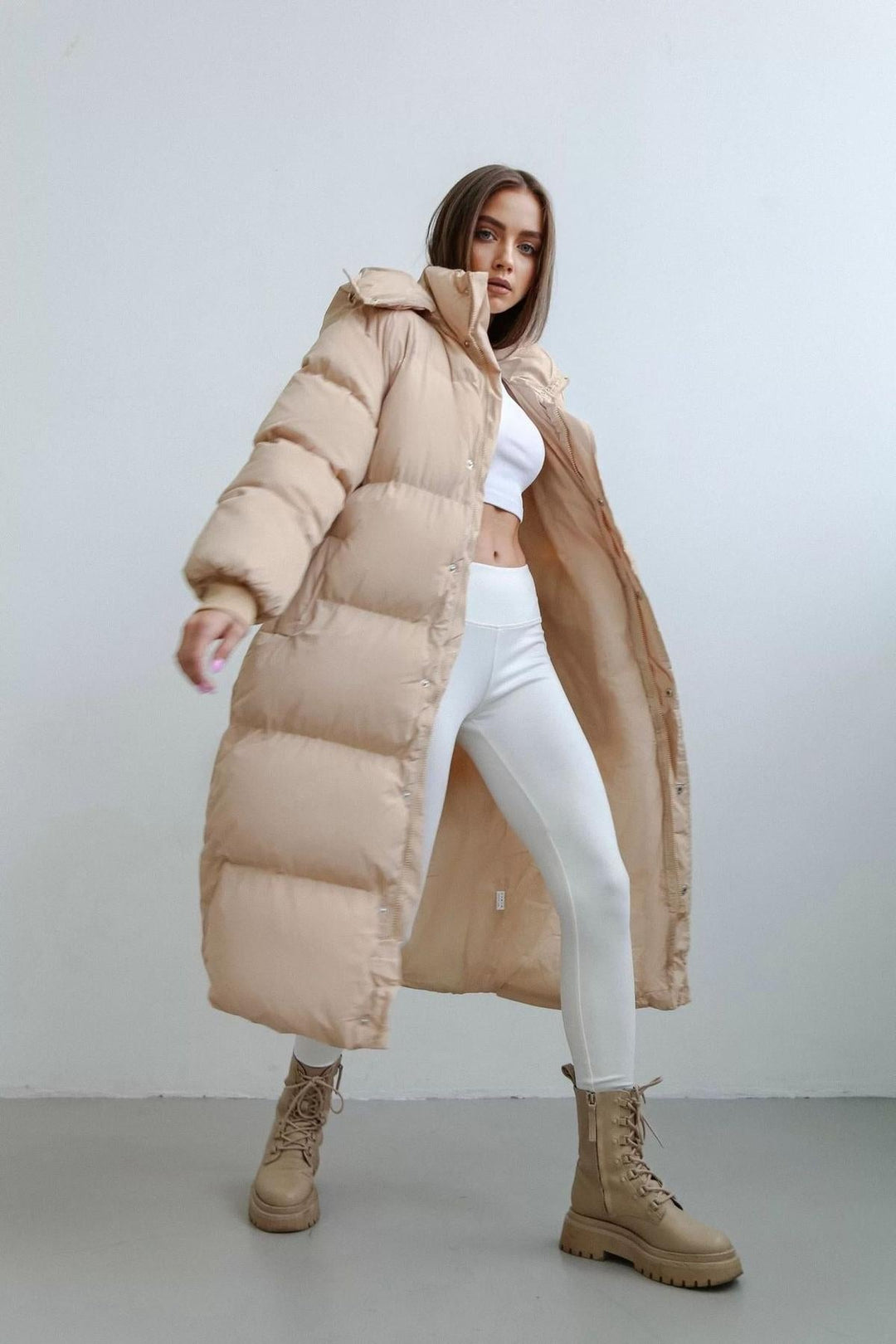 Oversized Women's Quilted Puffer Trench Coat For Women
