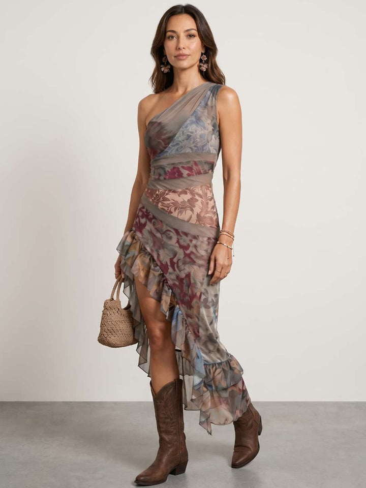 Maria | Printed Ruffle Maxi Dress