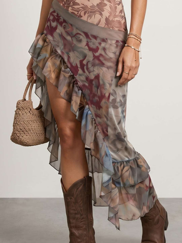 Maria | Printed Ruffle Maxi Dress