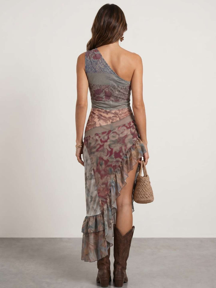 Maria | Printed Ruffle Maxi Dress