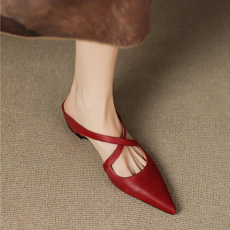 Aluna™ | Pointed-Toe Cross-Strap Mules