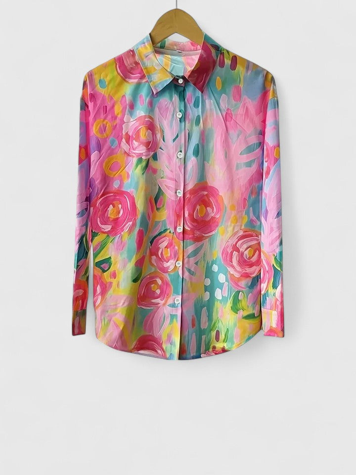 Anica | Vibrant Artistic Button-Up Blouse