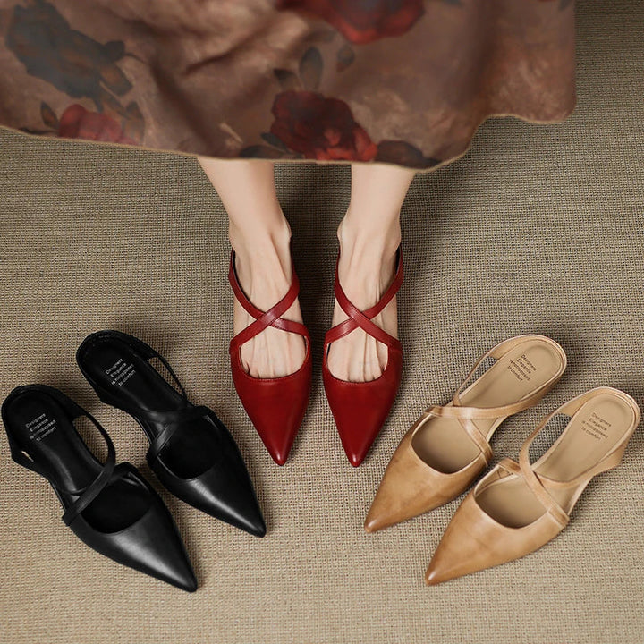Aluna™ | Pointed-Toe Cross-Strap Mules