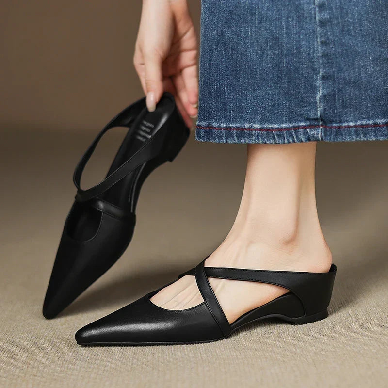 Aluna™ | Pointed-Toe Cross-Strap Mules