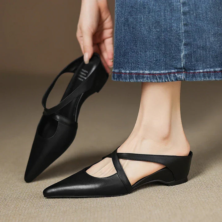 Aluna™ | Pointed-Toe Cross-Strap Mules