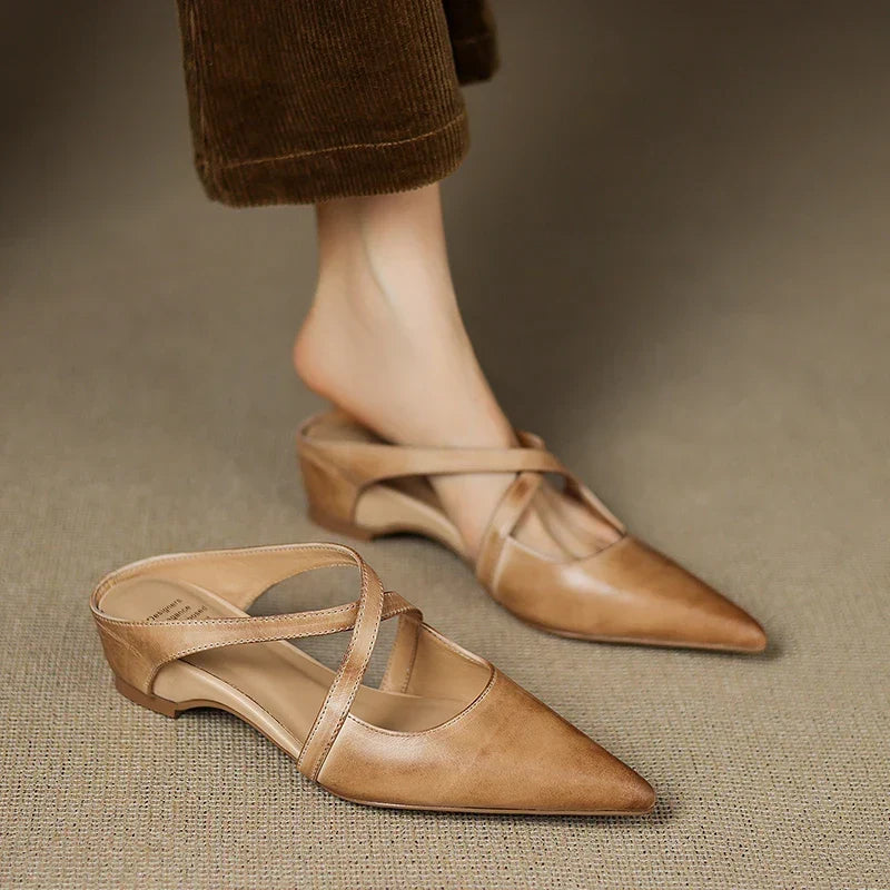 Aluna™ | Pointed-Toe Cross-Strap Mules