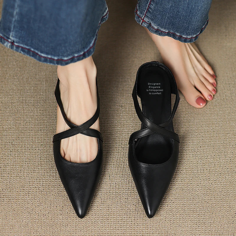 Aluna™ | Pointed-Toe Cross-Strap Mules