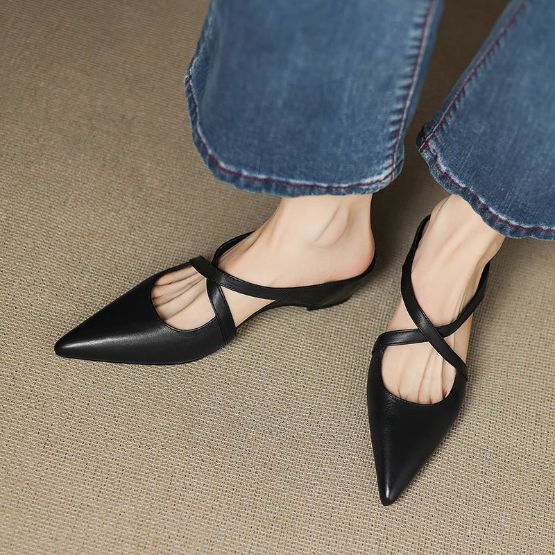 Aluna™ | Pointed-Toe Cross-Strap Mules
