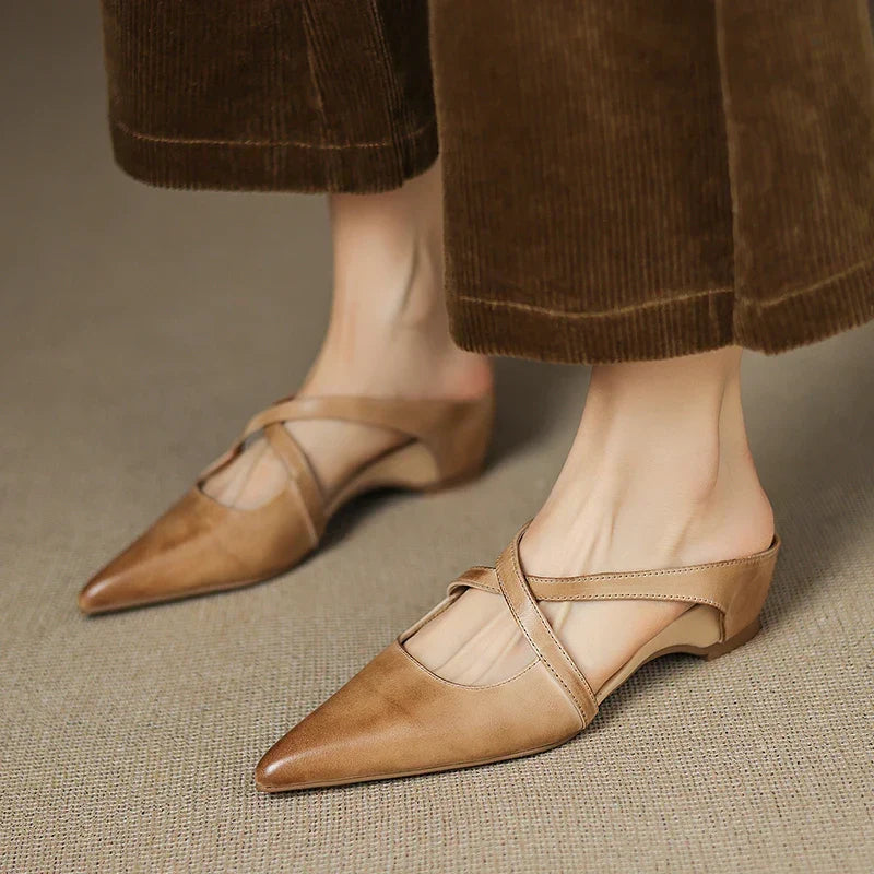 Aluna™ | Pointed-Toe Cross-Strap Mules