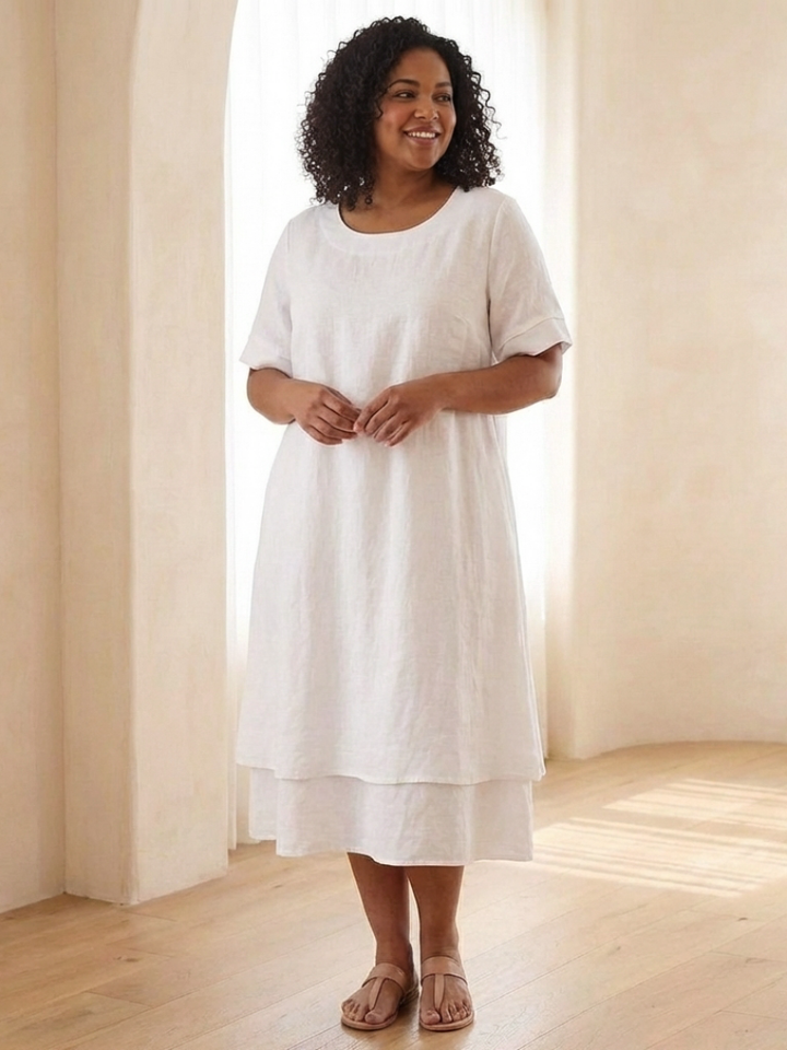 Crista | Layered Short Sleeve Midi Dress