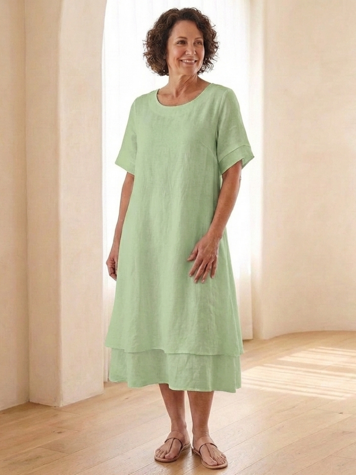 Crista | Layered Short Sleeve Midi Dress