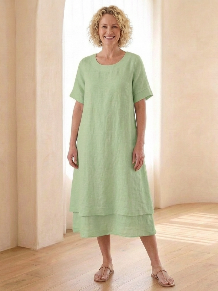 Crista | Layered Short Sleeve Midi Dress