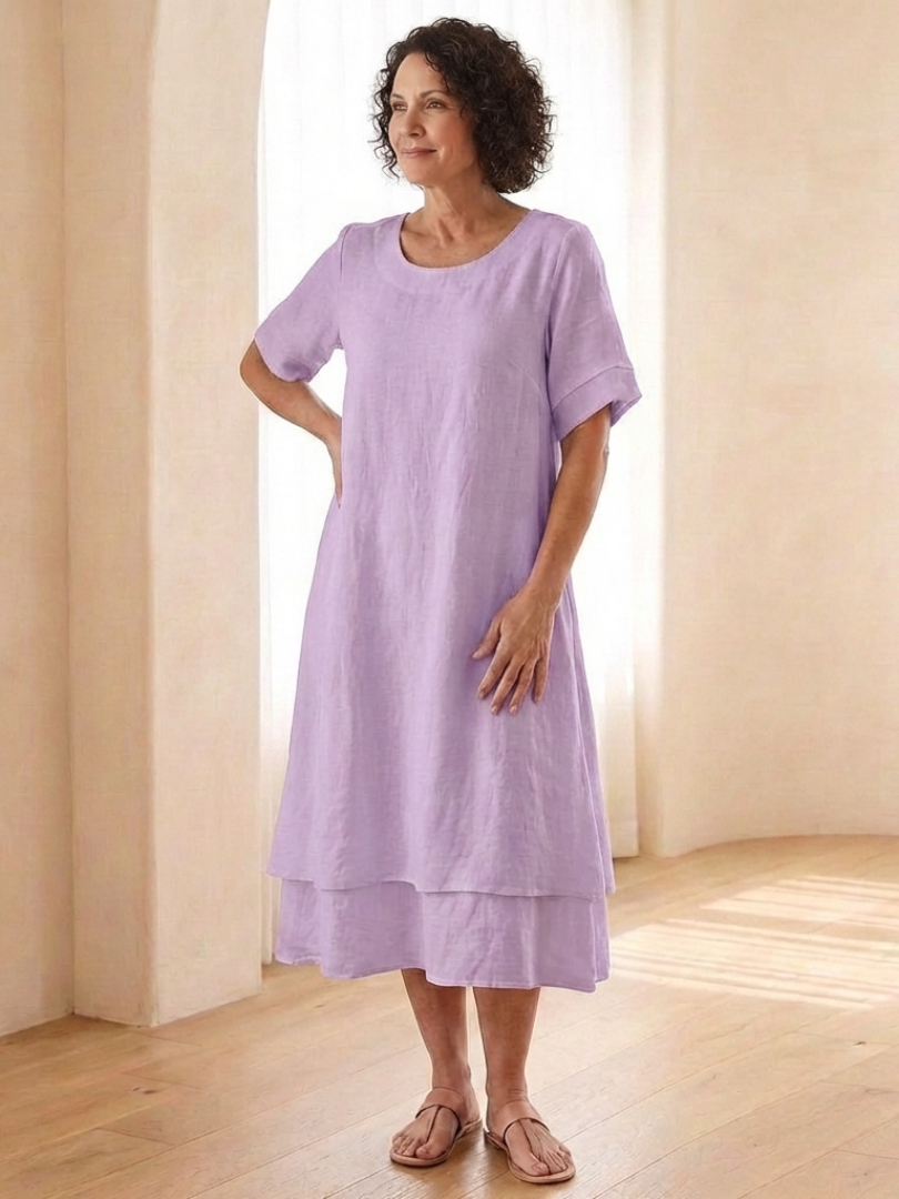Crista | Layered Short Sleeve Midi Dress