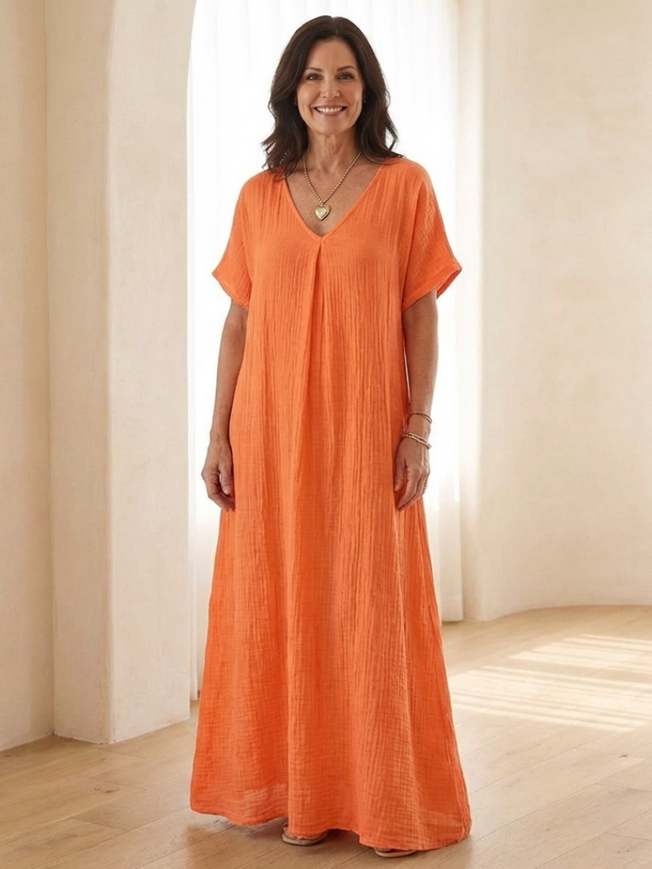 Liona | Short Sleeve Maxi Shirt Dress