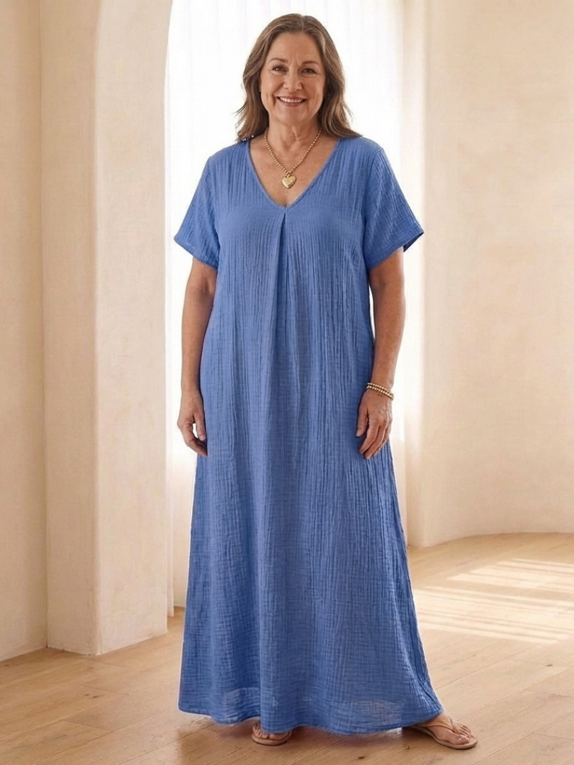 Liona | Short Sleeve Maxi Shirt Dress