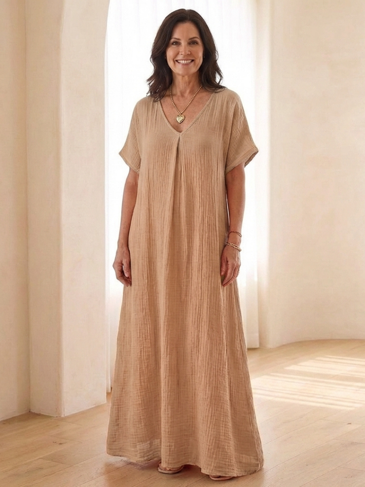 Liona | Short Sleeve Maxi Shirt Dress