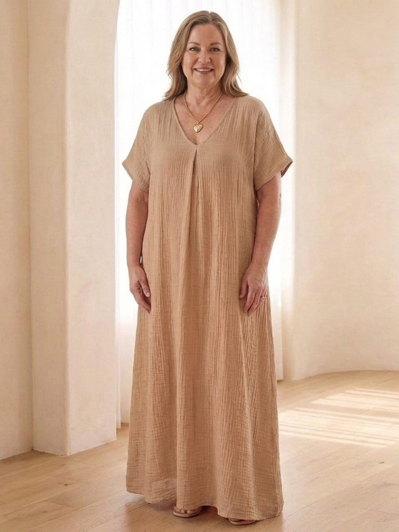 Liona | Short Sleeve Maxi Shirt Dress