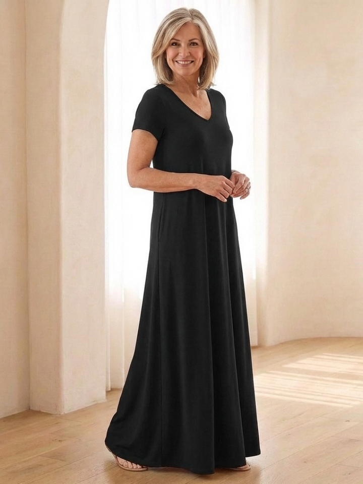 Sabrina | Short Sleeve Pocket Maxi Dress
