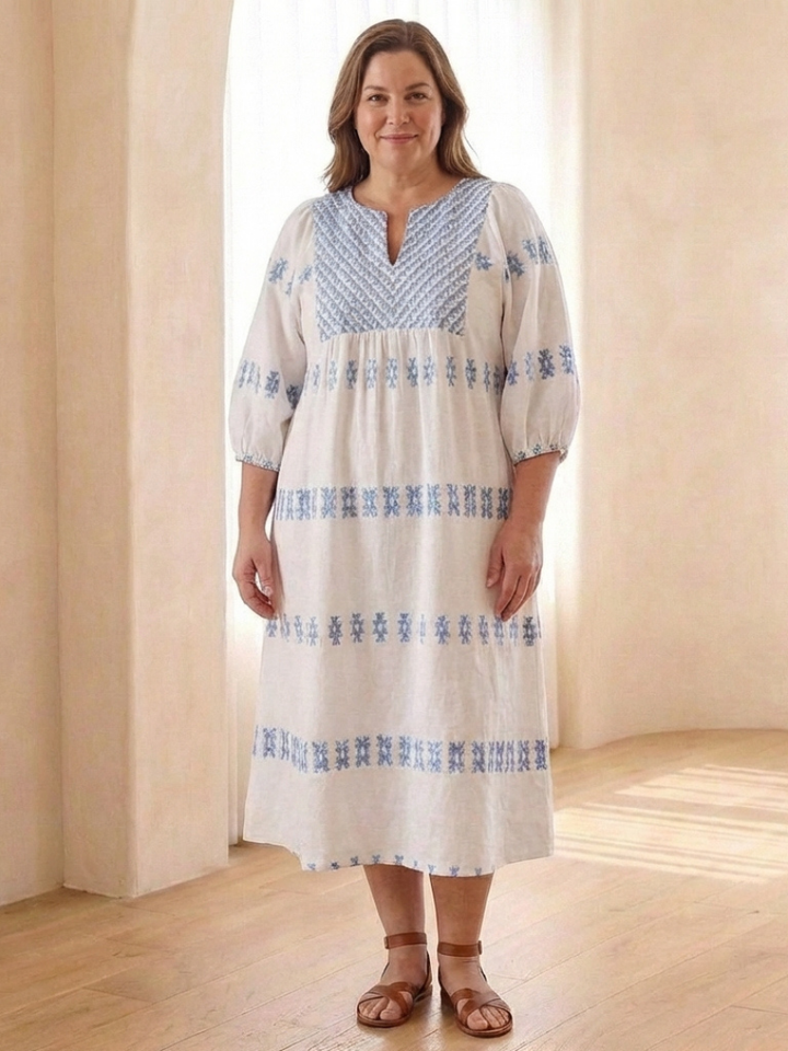 Solen | Embroidered Midi Dress