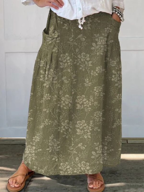 Verity | Vintage Elastic Waistband Pocket Skirt