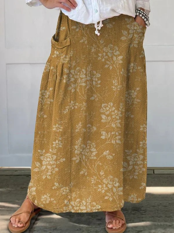 Verity | Vintage Elastic Waistband Pocket Skirt
