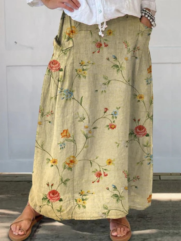 Robyn | Elastic Waistband Retro  Pocket Skirt