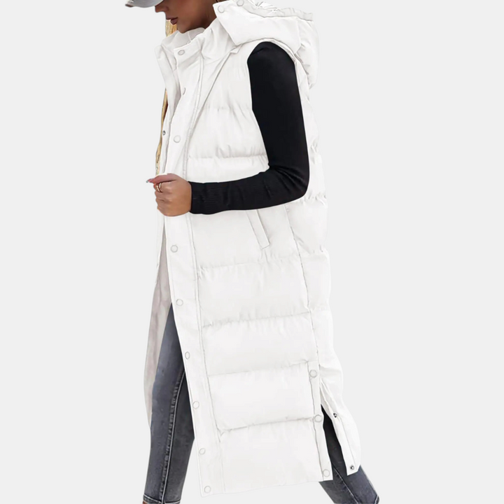 Quilted Hooded Maxi Puffer Vest
