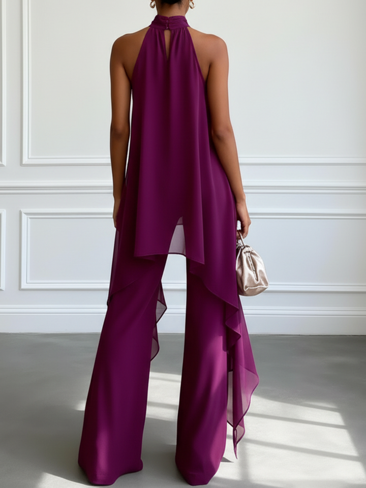 Purple Halter Top and Pants Set