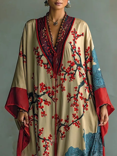 Cassidy | Red Plum Blossom Maxi Dress