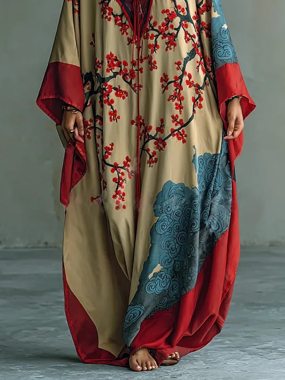 Cassidy | Red Plum Blossom Maxi Dress